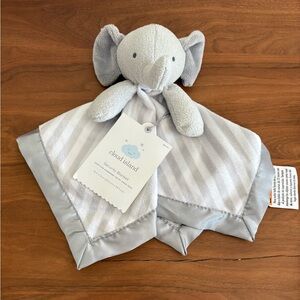 NWT Cloud Island Target Gray White Stripe Elephant Satin Security Baby Blanket